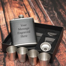 Personalised black hip flask - personalised,
