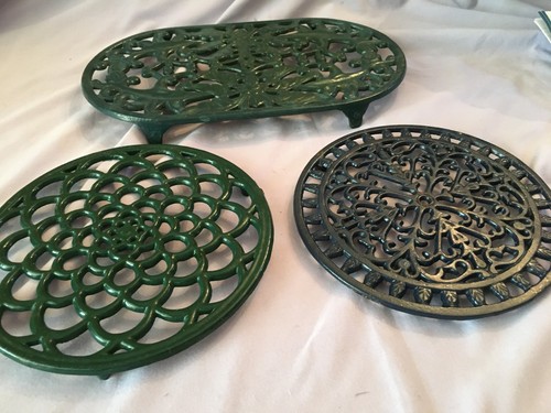 Vintage metal trivets - metal, pan