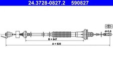 Clutch cable with automatic adjustment 24.3728-0827.2 ATE for PEUGEOT 206 Van