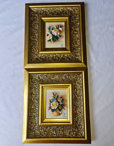 Capodimonte pair framed - pair,