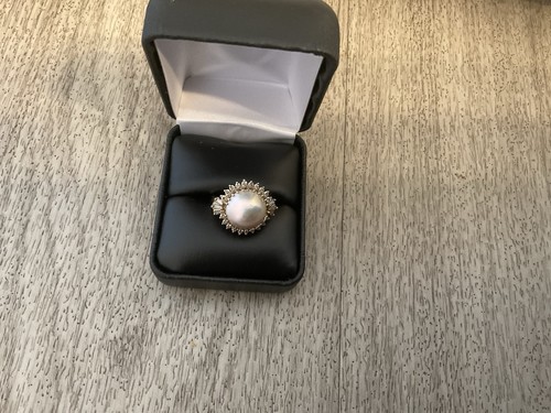 14k mabe pearl diamond - mabe,