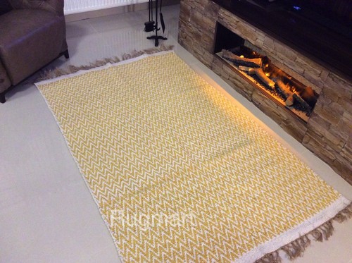 Yellow cream chevron - yellow, handmade