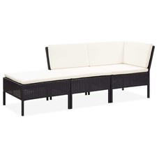 Garden Lounge Set Black, Cream