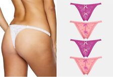Sorbet Boutique sexy Flirty Lace Open Thong crotchless pink / peach size 14 - 18