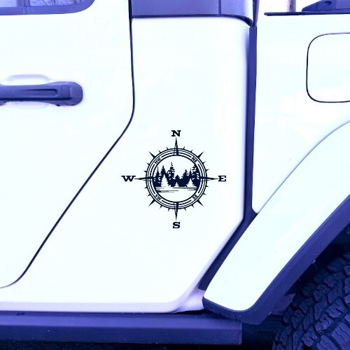 Compass trees lake - compass, decal