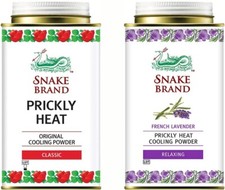 SNAKE BRAND Prickly Heat Cooling Body Powder 140g Twin Pack Classic & Relaxing