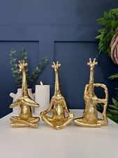 Set of 3 Gold Yoga Giraffes