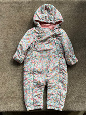 M&S Girls Floral Pink Snowsuit