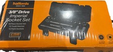 Halfords 18 Piece 3/8 inch Drive Imperial Socket Set Complete 72 tooth ratchets