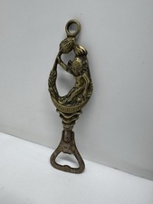Vintage Brass Cornish Pixie Bottle Opener - Collectible Barware Good Luck Charm