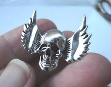 Smaller Pre-Owned Hot Blooded Skull Wings Biker Motorcycle Pin Badge Hardcore