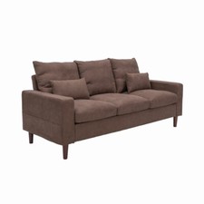 2 3 Seater Fabric Linen Sofa Couch Loveseat with Solid Wood Legs, 3 Colours