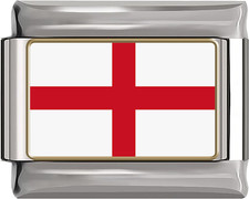 England Flag Italian Charm Link 9mm Silver Fits All Italian Charm Bracelets