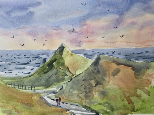Roseberry topping watercolour - roseberry,