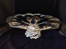 Large Glass Centerpiece vase with chrome plated resin foot,  Murano style 