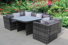 NEW RATTAN DINING GARDEN WICKER OUTDOOR CONSERVATORY CORNER SOFA FURNITURE SET 
