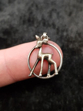Old Vintage 835 Silver Baby Deer "Bambi" Pendant Charm - Free UK P&P