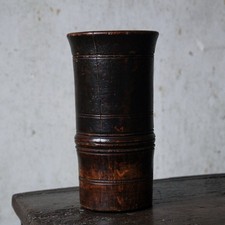 Antique large unusual late 17th century English treen chestnut apothcary mortar
