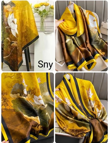 Silk scarf mustard brown - scarf,