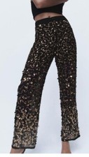 ZARA BLACK SEQUIN TROUSERS