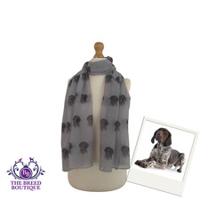 GERMAN SHORTHAIRED POINTER LADIES SCARF SHAWL GSP GIFT CREAM & GREY