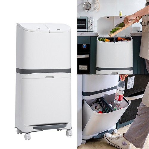 48l double recycling pedal bin - recycling,