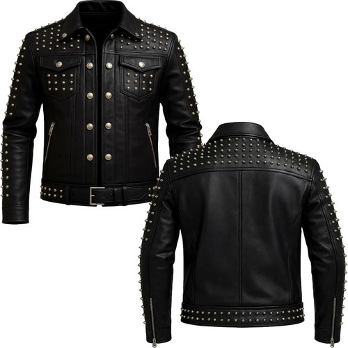 Men black studded leather - men’s,