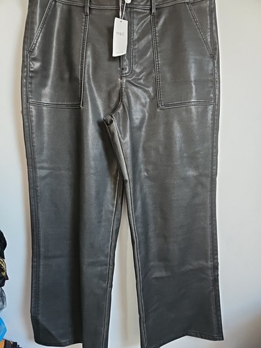 Faux leather wide leg - m&s,