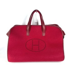 HERMES H punching logo hoodoo travel bag, Boston felt, leather, men's, women's, 