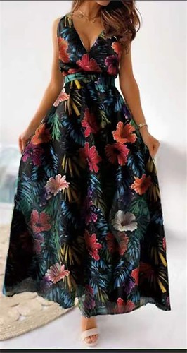 Womens floral boho maxi dress - floral,