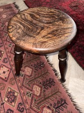 Antique Elm Three Leg Milk Stool Wine  Coffee Etc