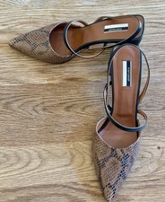 Topshop Brown Mock Snake Skin Sling Back Heeled Shoes Sz 6
