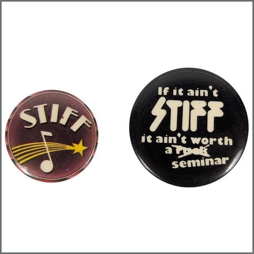 Stiff records promotional pin - records,