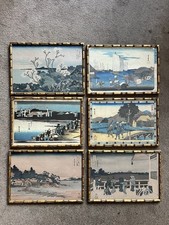 Set Of 6 19th Century Utagawa Hiroshige Antique Japanese Woodblock Prints