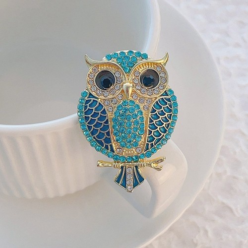 Gold tone turquoise owl - tone,