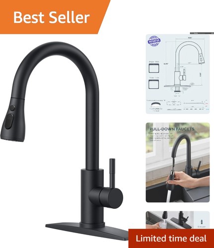 Stylish black kitchen - kitchen, faucet