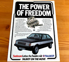 TALBOT SUNBEAM 2.2 LOTUS - FRAMEABLE COLLECTIBLE ORIGINAL CLASSIC CAR ADVERT