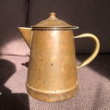 Vtg Tagus Slanted Copper Tea Pot Kettle Hinged Lid Brass Handle Farmhouse Style