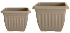 Square Deep Athens Planter Plant Flower Pot Taupe Home Garden Grow Container