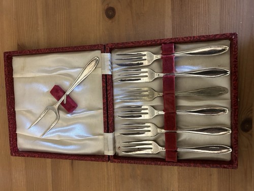 Silver cake forks with - silver,