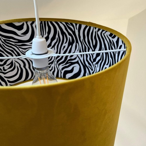 Mustard velvet drum lampshade/