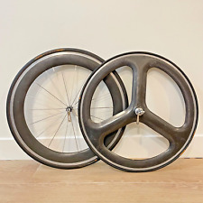 HED 3 Tri-spoke CX Carbon Fiber Wheelset 650c Tubular Alloy Rim Braking QR