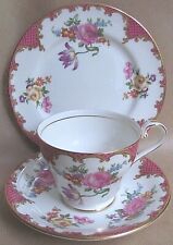 AYNSLEY CHINA WILTON PINK TEA CUP TRIOS (Ref8404)