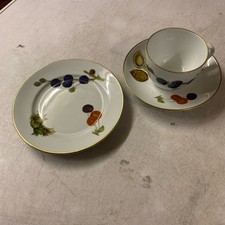 Royal Worcester Gold Rimmed Wild Harvest Trio - Tea Cup, Saucer & Side plate