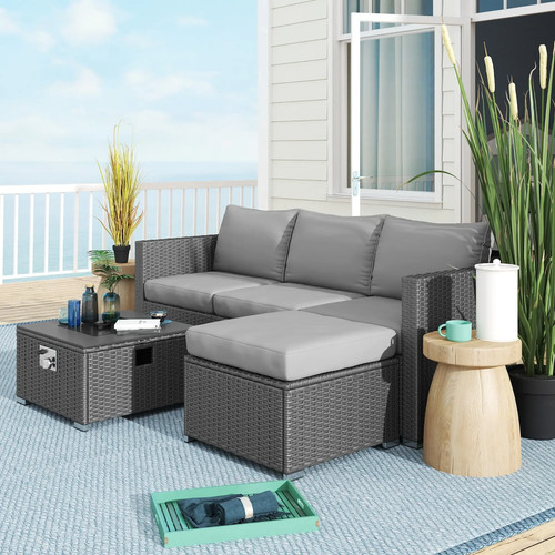 5piece garden rattan 4seater - 5piece,
