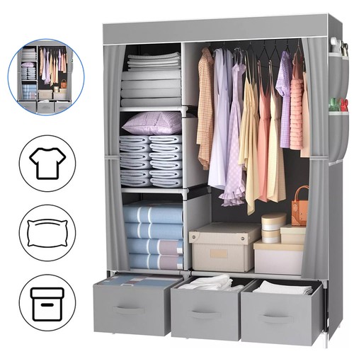 Large fabric canvas wardrobe - large,