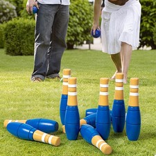 10Pcs Wood Bowling Set with 10