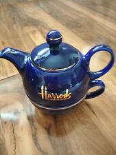 Harrod's Knightsbridge Sadler Teapot Blue Made In England 