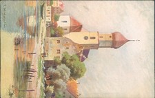 Church village painted sceneS