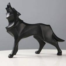 Art Wolf Statue Geometric Abstract Animal Wolf Figurines Resin Craft Miniature 